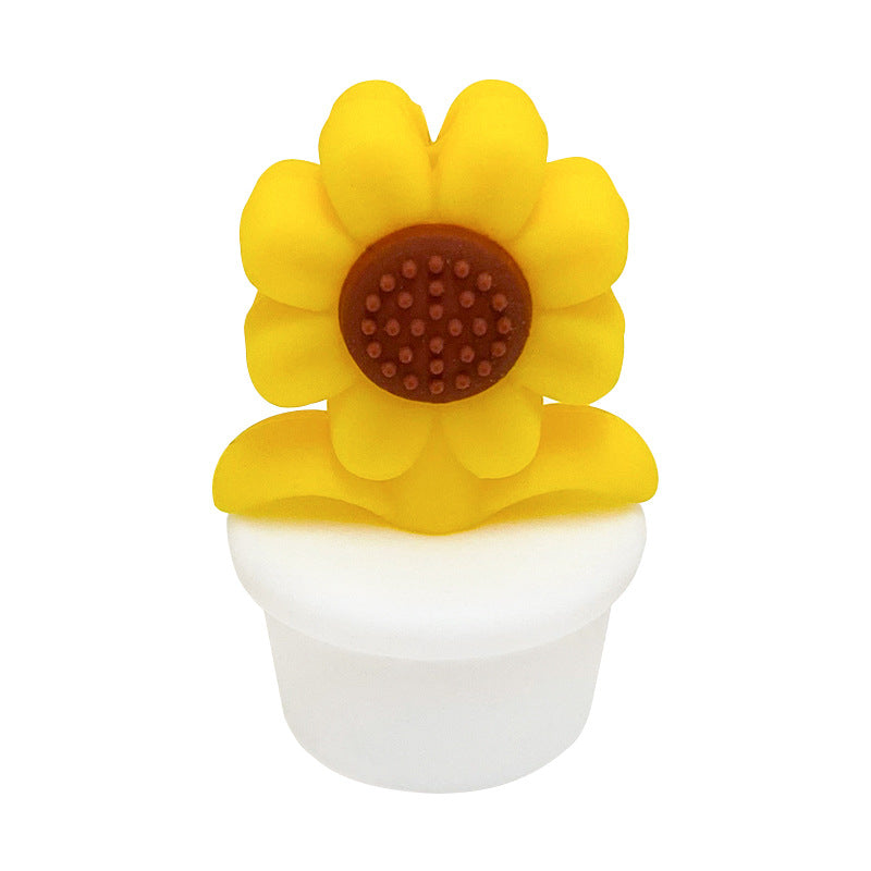 Wholesale 10PCS Silicone Flower Pot Sunflower Focal beads